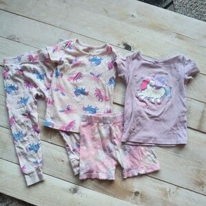 Girls Toddler Pajamas Unicorn Tie Dye Print Set Lot Of 2 Size 3T